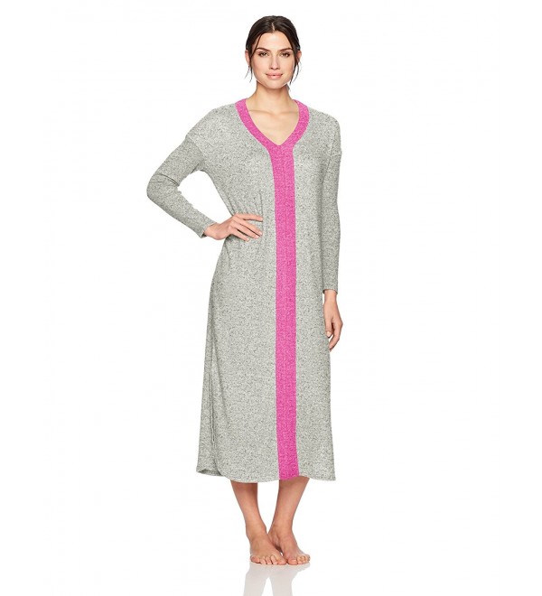 Womens Long Sleeve Maxi Dress Sleepshirt Pajama Pj Solidcinder