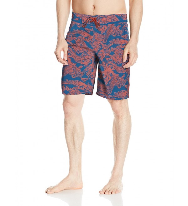 Men's Stretch Quick Dry Fixed Waist Boardshort - Coral - CN12O8NUW6V