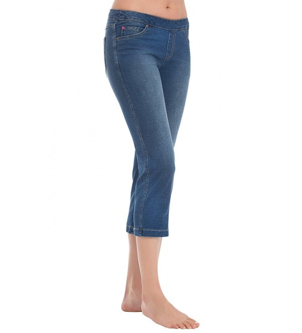 womens blue jean capri pants