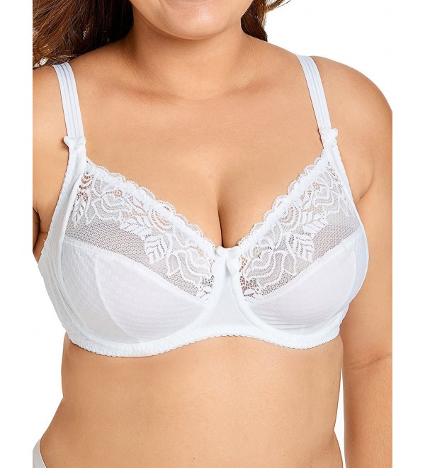 Womens Floral Sheer Lace Unlined Bra With Underwire Plus Size Bra 3093