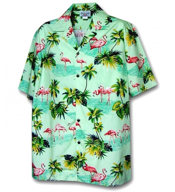Men's Flamingos Hawaiian Shirt - Sage - CN112DLFDIF