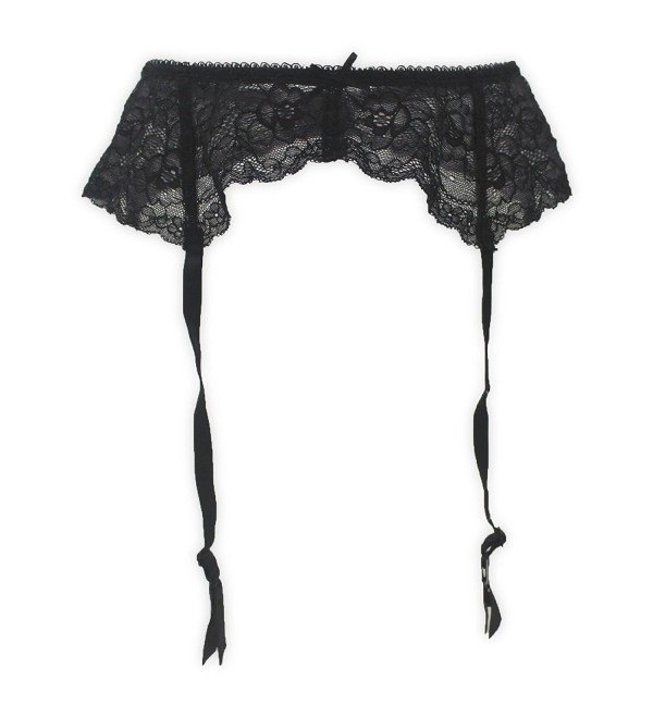 Black Lace Sexy Women Metal Clips Garter Belts For Stockings (Large ...