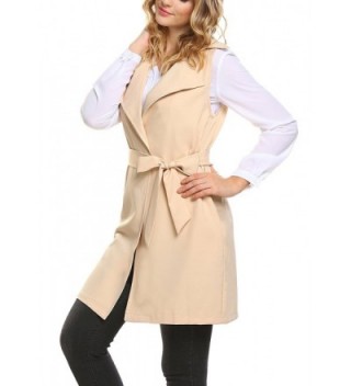 Women's Sleeveless Long Waistcoat Vest Blazer Jacket Cardigan With Belt ...