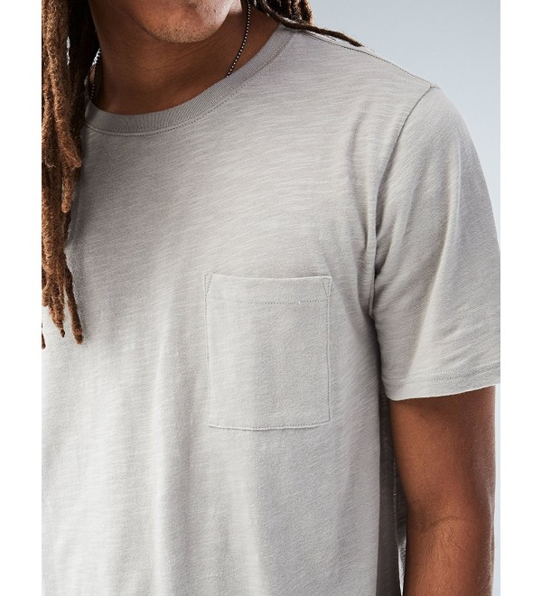 Young Men's Short Sleeve Crewneck Pocket T-Shirt in Slub Jersey - Grey ...