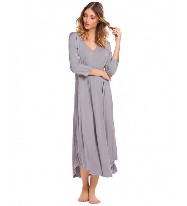 L'amore Women's Nightgown V Neck Nightshirt Full Slip Chemise Sleepwear ...