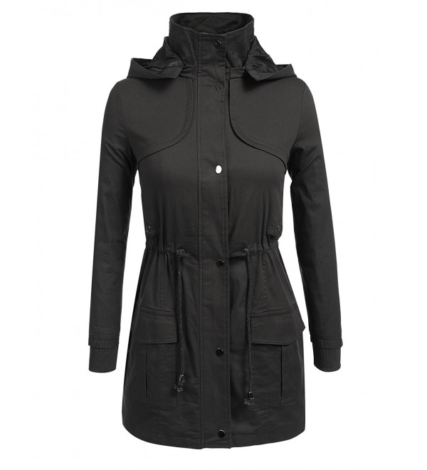 Women's Zip Up Military Anorak Jacket Coat With Pockets - Black ...
