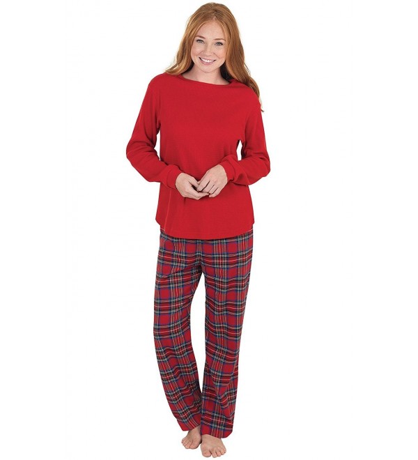 Soft Cotton Pullover Plaid Flannel Womens Pajamas with Long Sleeves ...
