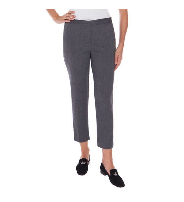 Womens Comfort Stretch Fabric Slim Fit Pants- Black/White Checks- 10 ...