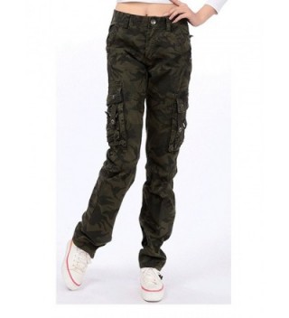Women's Cotton Casual Camouflage Cargo Pants Multi Pockets Outdoor ...