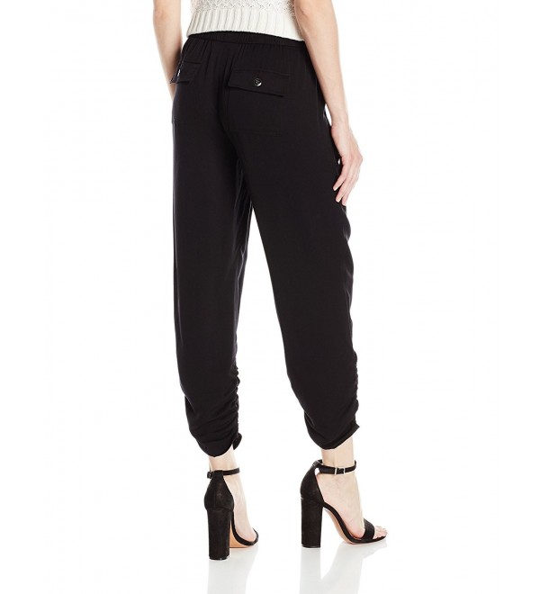 Women's Rayon Twill Pull-On Ruched Pant - Obsidian Black - CC12N5N0XVK