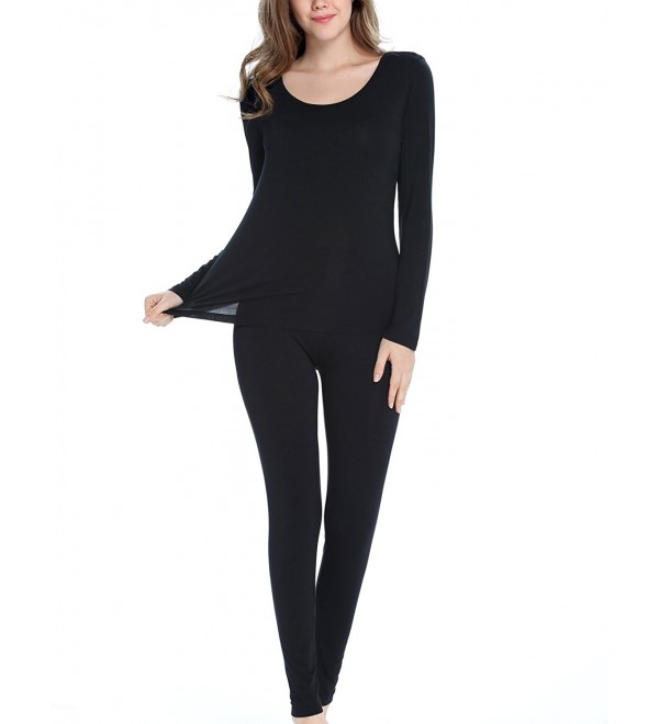 Women's Scoop Neck Ultra Thin Long Johns Top and Buttom Thermal ...