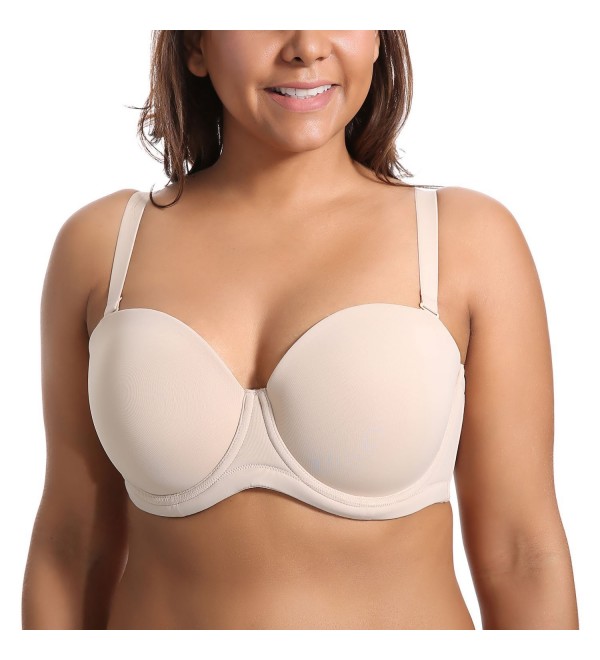 Womens Full Figure Underwire Contour Multiway Strapless Bra Plus Size Beige Cl17ylazg3o 