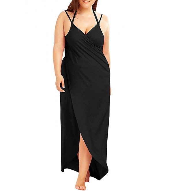 Plus Size Women's Spaghetti Strap Cover Up Beach Backless Wrap Long ...