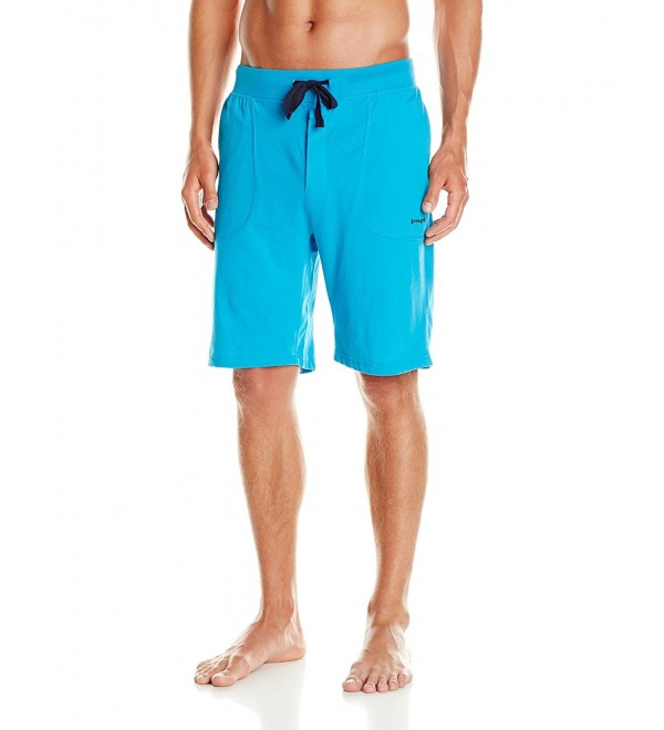 Men's Knit Jersey Sleep Short - Turquoise/Navy - CP11VYG38EB