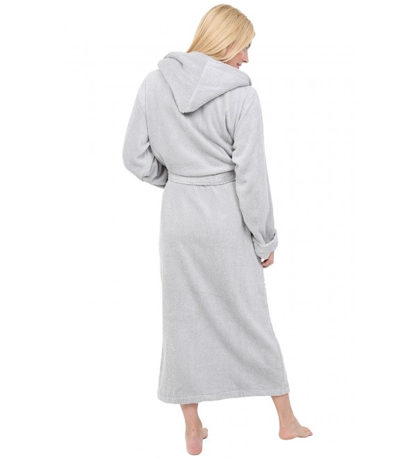Womens Turkish Terry Cloth Robe Long Cotton Hooded Bathrobe Light Gray Cy183gs2xtu 