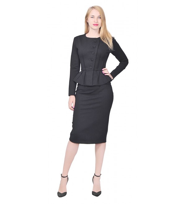 Women's Formal Office Business Shirt Jacket Skirt Suit - Black ...