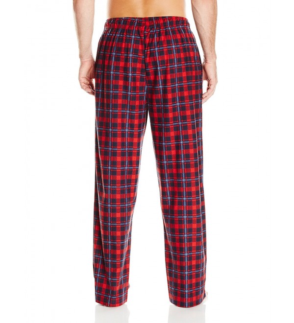 Men's Lightweight Sueded Fleece Red Plaid Pant - Ablaze - C712H72UKDR