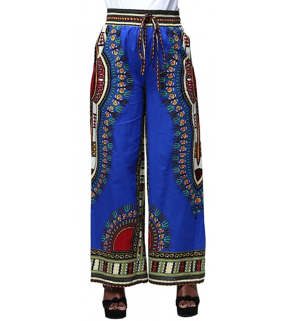 Women Dashiki Trousers Ankara Drawstring Waist Wide Ieg Pants Multi ...