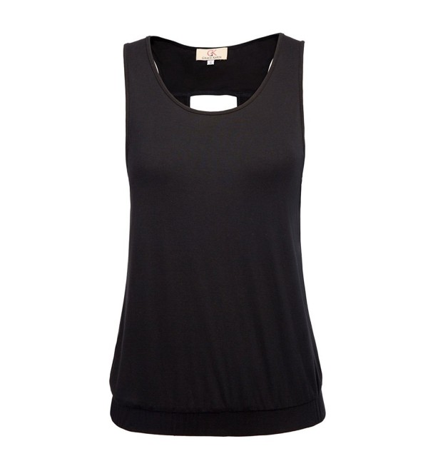 Women's Banded Hem Comfy Workout Yoga Tank Tops Shirt - Black - CH18C3R3AZ8