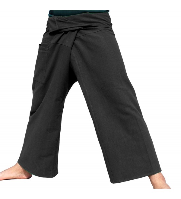 Brand Plain Thick Muang Cotton Fisherman Wrap Tall Pants - Black ...