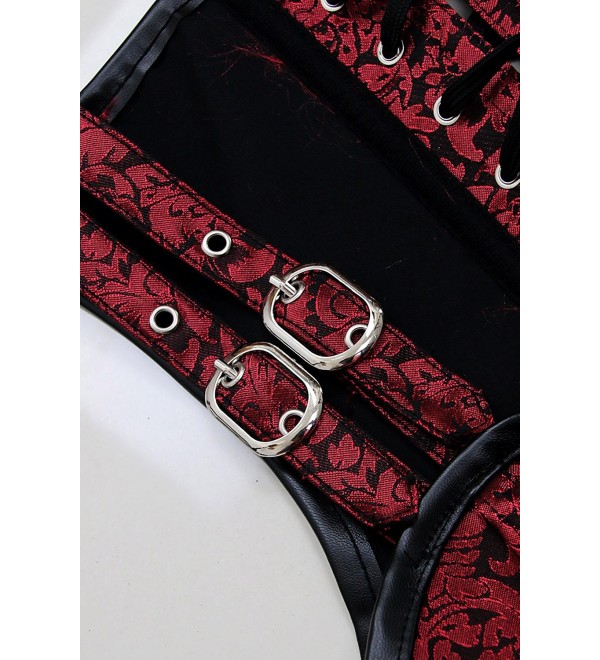 Womens Gothic Steampunk Brocade Steel Boned Waist Cincher Corset Vest Red C912mybpeg7