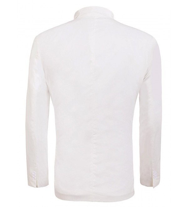 Men's Double Collar Two Button Slim Fit Suit Blazer Jacket - White ...