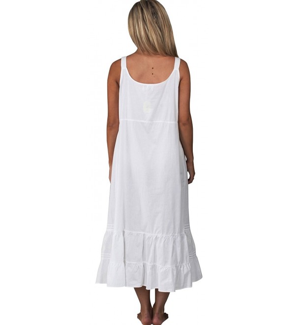 Ruby 100% Cotton Victorian Sleeveless Nightgown 7 Sizes - White ...