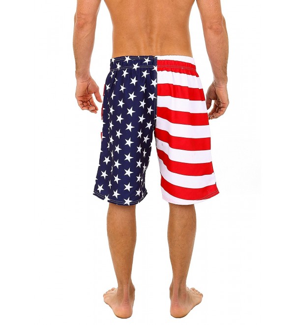 Men's Patriotic USA American Flag Swim Trunks - Red White Blue ...