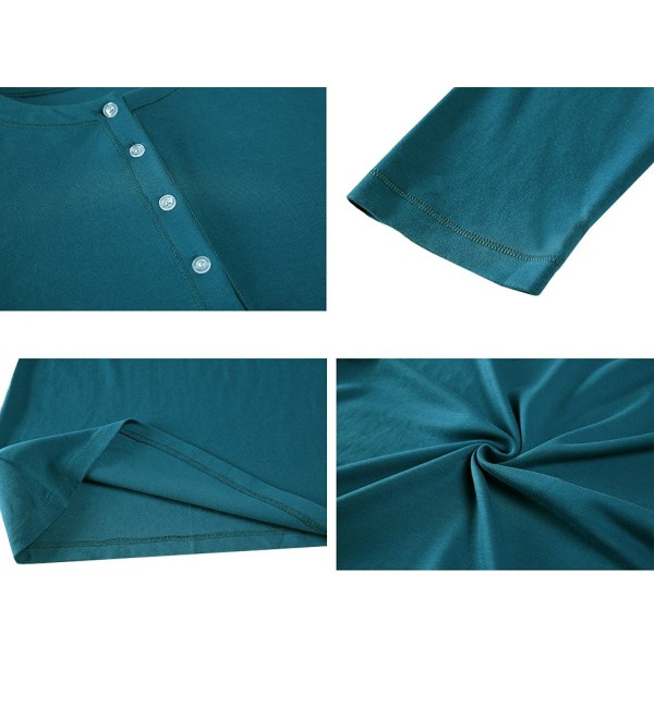 lantisan Cotton Knit Long Sleeve Nightgown for Women, Henley Full Length  Sleep Dress