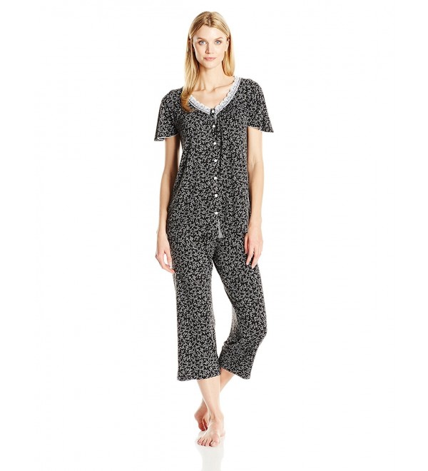 Women's Long Pajama Set - Black Print - CP12O05VUEO