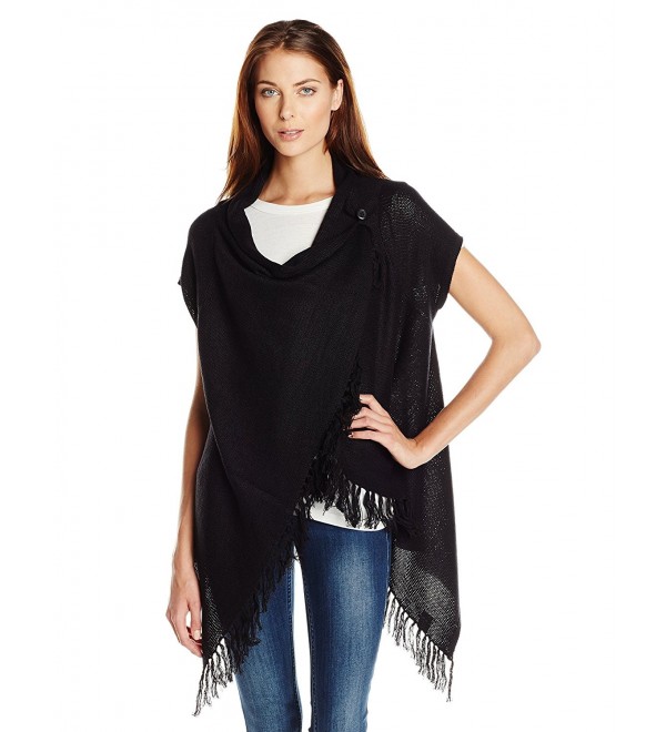Women's Short Sleeve Fringe Drape Textured Cardigan - Black - C7123551CIH