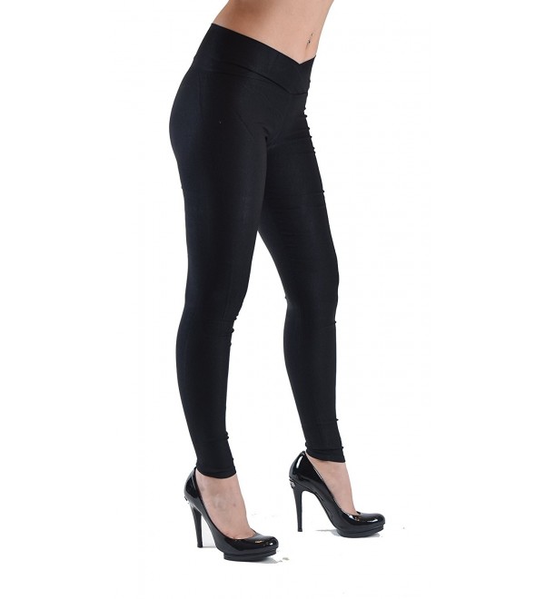 Dinamit Women's Skinny Leggings Like Pants with Cross-Over Waistband ...