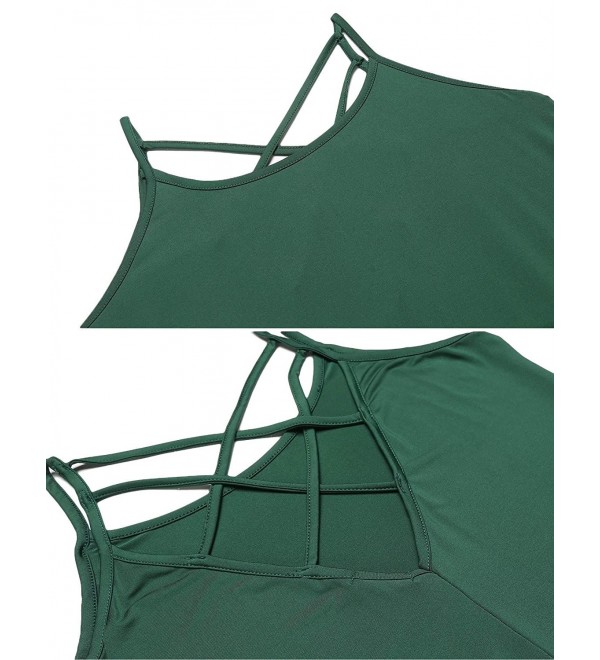 Women Sexy Criss Cross Cami Cotton Loose Tank Top Sleeveless Camisole Vest Olive Green