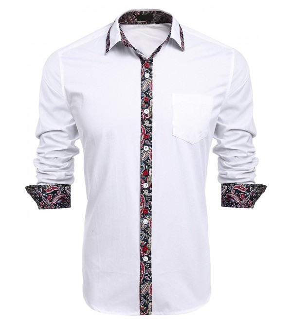 Men's Denim Shirts- Fashion Long Sleeve Slim Fit Button Down Shirt ...