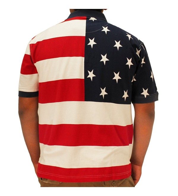 Horizontal American Flag Patriotic Men's Polo Shirt - C2127W1U4TN