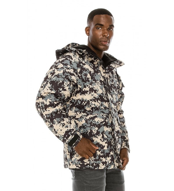 Men's Camouflage Hooded Weatherproof Winter Jacket - S11 Digital Navy ...