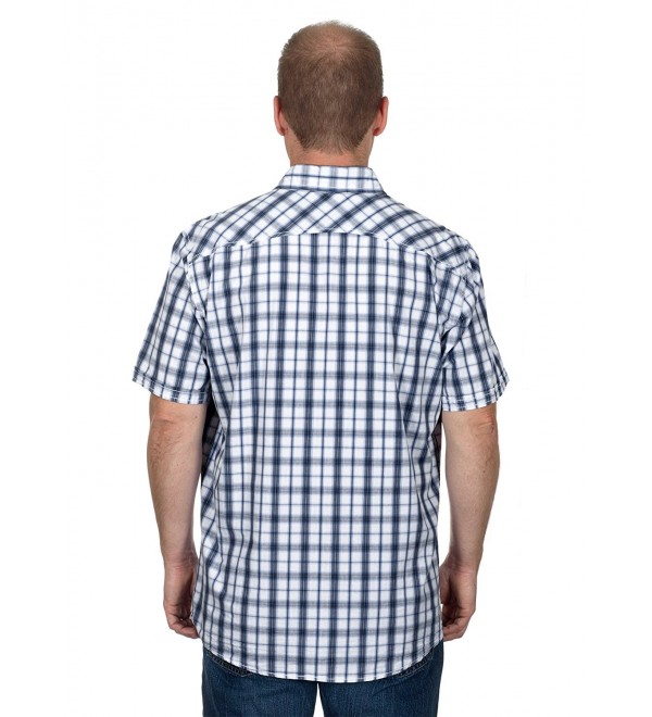 Men's Western Short Sleeve Pearl Snap Plaid Shirt - C712ID1KL53