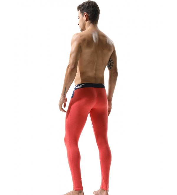 Mens Low-Rise Underwear Pants Long John Cotton - 2966 Red - CY1883T99QE