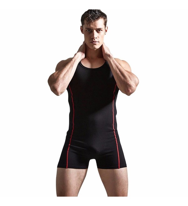 Men's Cotton Bodysuit Leotard Sports Underwear Tights Singlet - Black ...