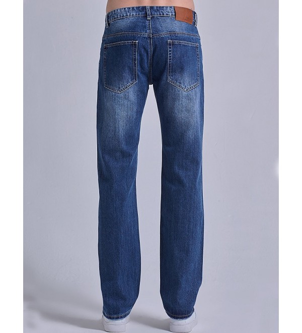 Men's Regular Fit Straight Leg Ripped Jeans - Blue - CT12NV6UP88