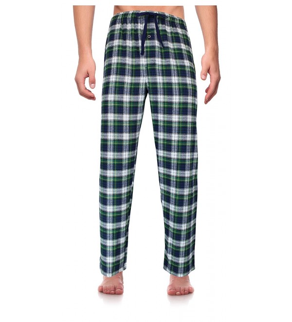RK Classical Sleepwear Men's 100% Cotton Flannel Pajama Pants- - Green ...