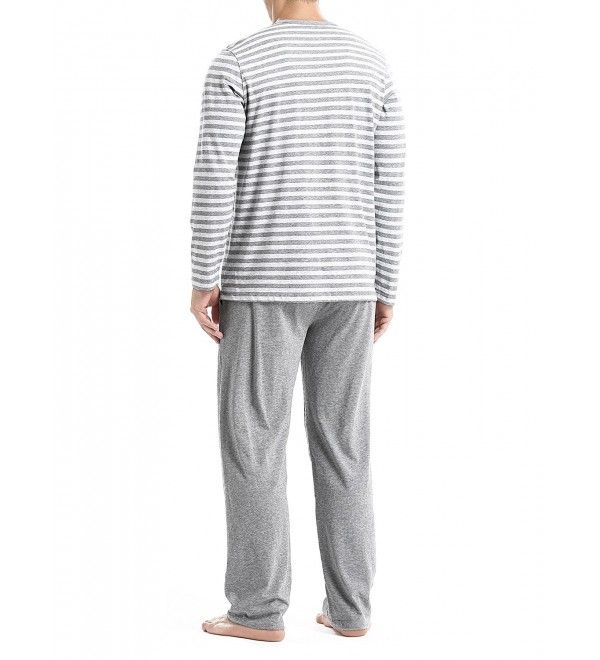 Men's Cotton Heather Striped Sleepwear Long Sleeve Top & Bottom Pajama ...