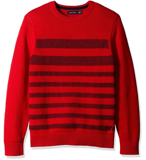 Men's Breton Stripe Sweater - Red - CL12LX7I4HL