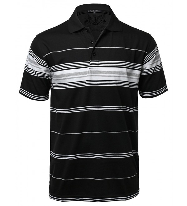 SBW Men's Casual Striped Short Sleeves Three-Button Polo T-Shirt ...