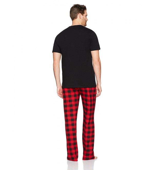 Men's V-Neck Tee and Sleep Pant - Red Plaid - CY18767WAW2