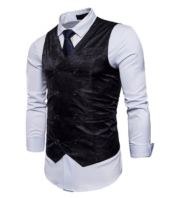Men's Fashion Slim Fit Double Breasted Paisley Tuxedo Vest Business ...