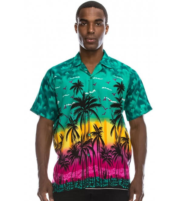 Mens Hipster Hip Hop Palm Tree Graphics Button Up Hawaiian Shirt ...