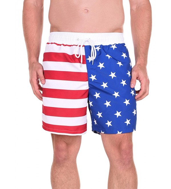 Men's Patriotic USA American Flag Swim Trunks - CP11V2ON04D