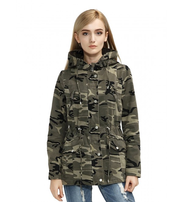 Womens Military Anorak Safari Jacket - Camouflage - C01862G04YC